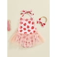 thumbnail image 2 of Lairauiy Baby Toddler Girl 2Pcs Summer Outfits Ruffle Sleeveless Floral Embroidery Tulle Skirt Romper with Headband Set,0-24M, 2 of 9