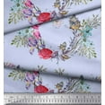 thumbnail image 2 of Soimoi Blue Cotton Cambric Fabric Insect,Rose & Wreath Flower Print Sewing Fabric BTY 42 Inch Wide, 2 of 3