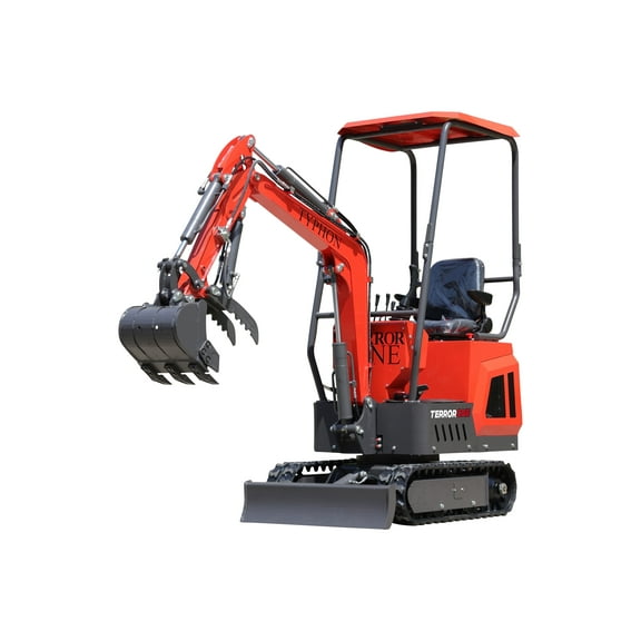 TYPHON TERROR ONE STORM 1-Ton Mini Excavator with Canopy, Hydraulic Thumb, and 13.5hp Engine