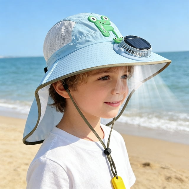 CaiYueKe Solar Powered Sun Hat with Built-in Fan Wide Brim UPF Sun Protection Hat Adjustable Breathable Outdoor Hat for Summer Beach Gardening Hiking