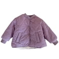thumbnail image 3 of Spazoro Girls Quilted Bomber Jacket with Side Pockets, Stand Collar Warm Long Sleeve Snap Button Casual Padded Outerwear Coat Purple Size 5-6, 3 of 7