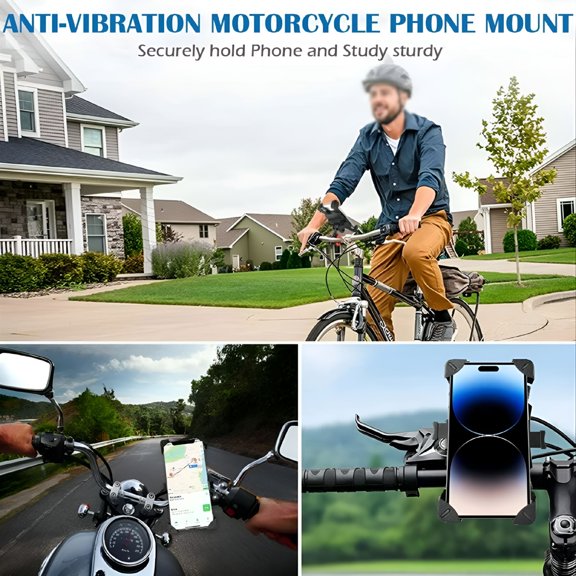 MELIVO Adjustable Motorcycle Phone Mount, Universal Cell Phone Bicycle & Motorcycle Handlebar Phone Holder for 4.0"-7.2" Phones, Black