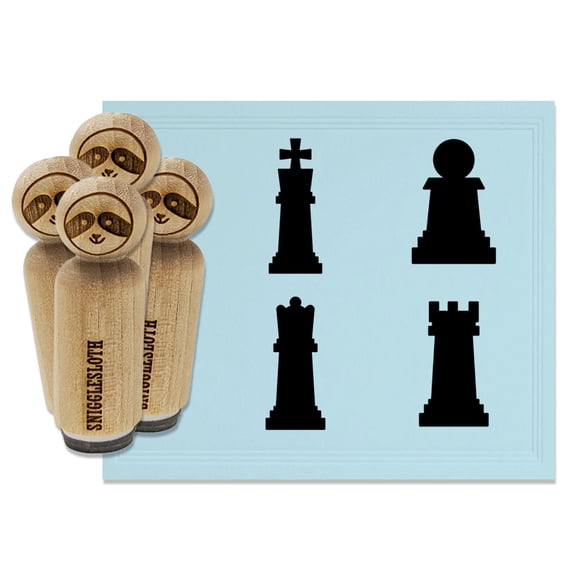 Chess Set Pieces Pawn Rook Queen King Rubber Stamp Set for Scrapbooking Crafting Stamping - Medium 1 Inch