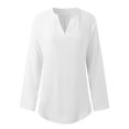 thumbnail image 3 of SNKSDGM Casual Easter Shirts for Women Womens Tops Trendy Going Out Women's 2025 Summer Fashion Casual Solid V Neck Plus Size Blouse Casual 3/4 Sleeve Blouse Top Business Casual Tops for Women Trendy, 3 of 4