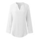 thumbnail image 4 of Blusa de mujer 2025 con cuello en V y manga 3/4: encaje irregular, tallas grandes, top informal para la oficina/vaqueros., 4 of 5