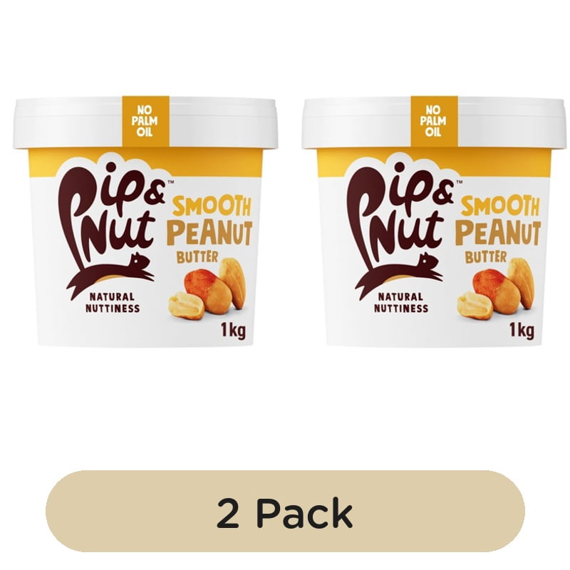 Pip & Nut Smooth Peanut Butter 1kg, British Import (Pack of 2)