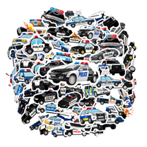 35pcs Vinyl Stickers Police Stationery Stickers Cute DIY Stickers Police Graffiti Decals for Laptops Cars Guitars