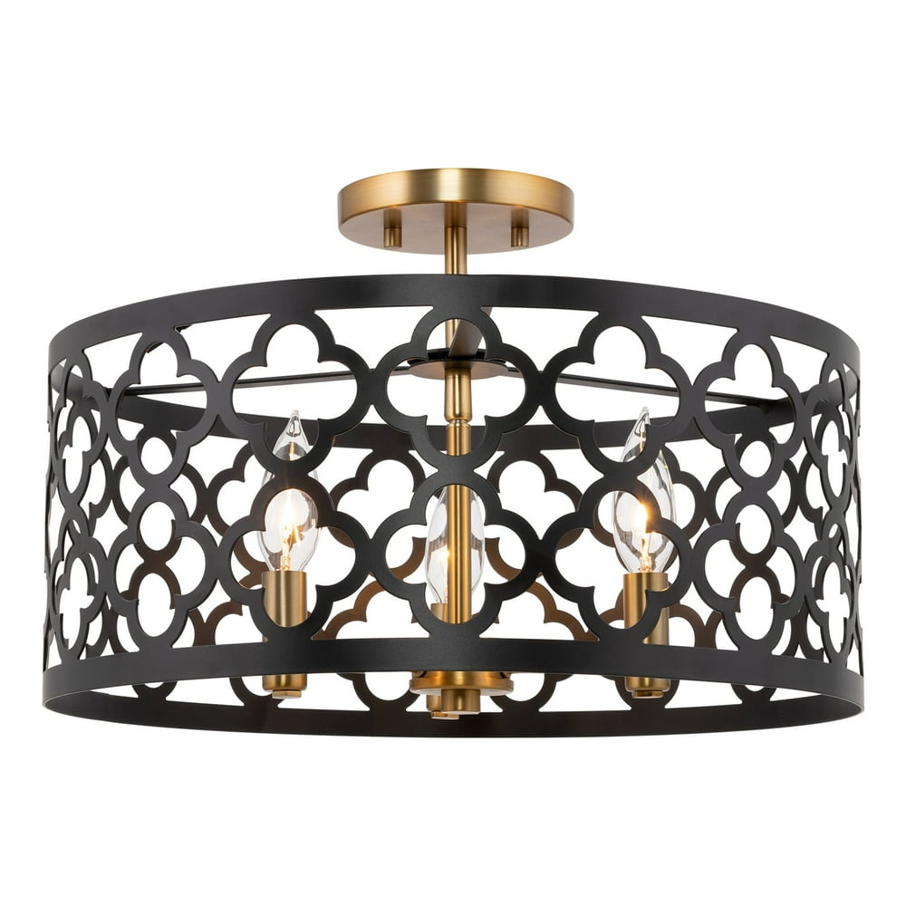 Kira Home Sutton 16" 3Light Modern SemiFlush Mount Ceiling Light