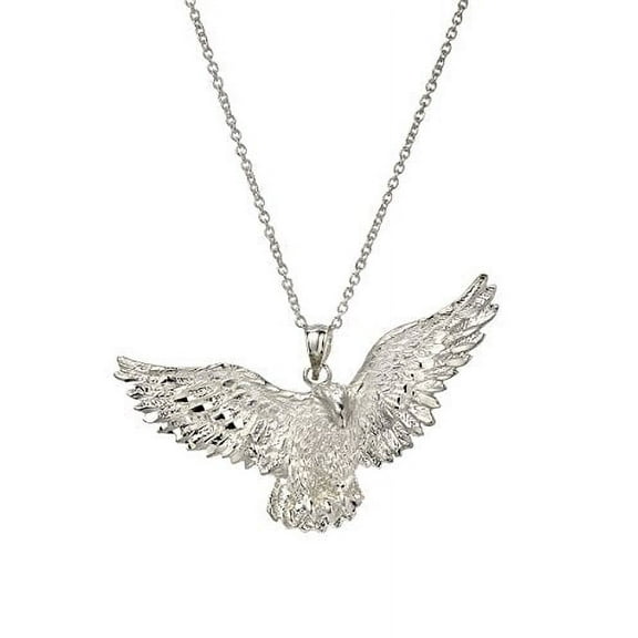 Sterling Silver Bald Eagle Pendant Necklace, 18"