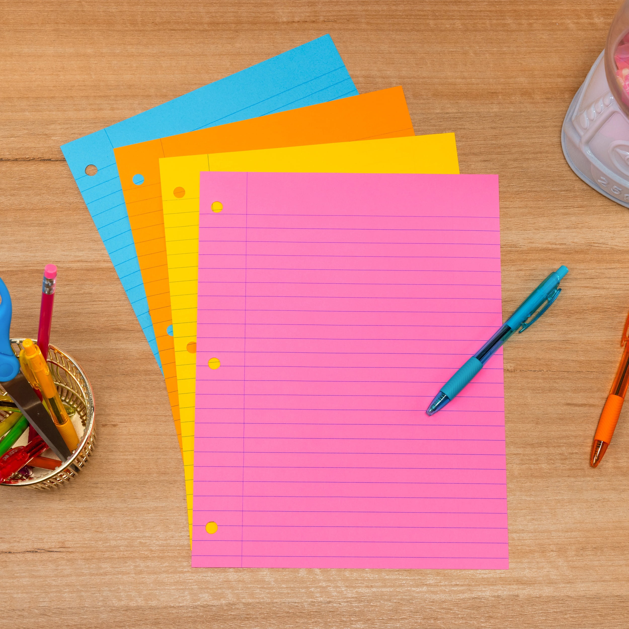 Astrobrights Wide Ruled Filler Paper, 24 lb./89 gsm, 4-Color Assortment, 100 Sheets