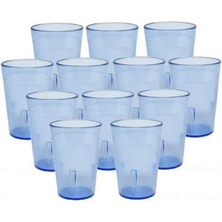 TrueCraftware- Set of 12 Pebbled Tumbler/Drinking Cups 8-Ounce Blue Color- Reusable Premium Water Iced Tea Glasses Stackable Dishwasher Safe Break-Resistant for Home and Restaurants
