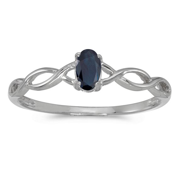 14k White Gold Oval Sapphire Ring