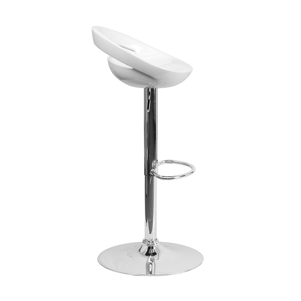 Adjustable Height Stool with Low Back,Swivel Seat Plastic Barstools with Footrest,Kitchen Bar Stools Counter Height Dining Chairs with Chrome Base for Indoor Outdoor Home Kitchen Dinning Room,White - image 2 of 4