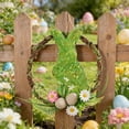 thumbnail image 4 of Easter Wreath Rattan Wooden Decorative Table Hanging Ornament, Artificial Flower Rabbits Door Hanger Indoor Decor, 9.84 Inch Spring Centerpiece, 4 of 9