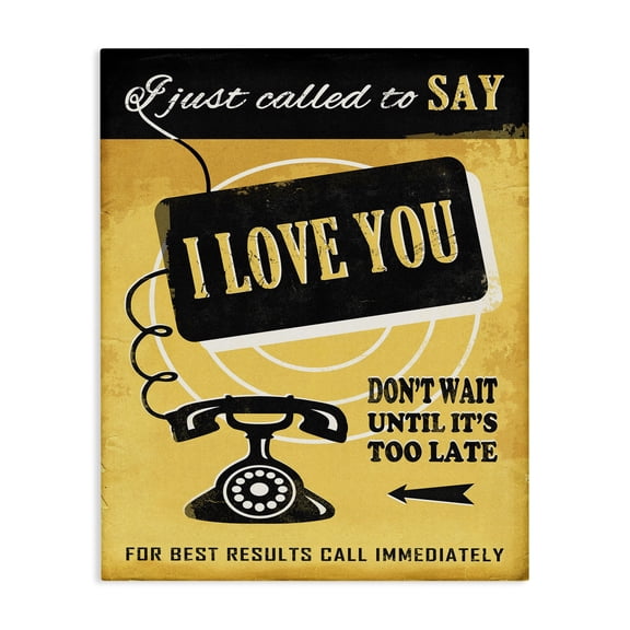 Stupell Industries Traditional Love Call Vintage Comic Book Yellow Design Canvas Art, 16 x 20, by Estera Kecek