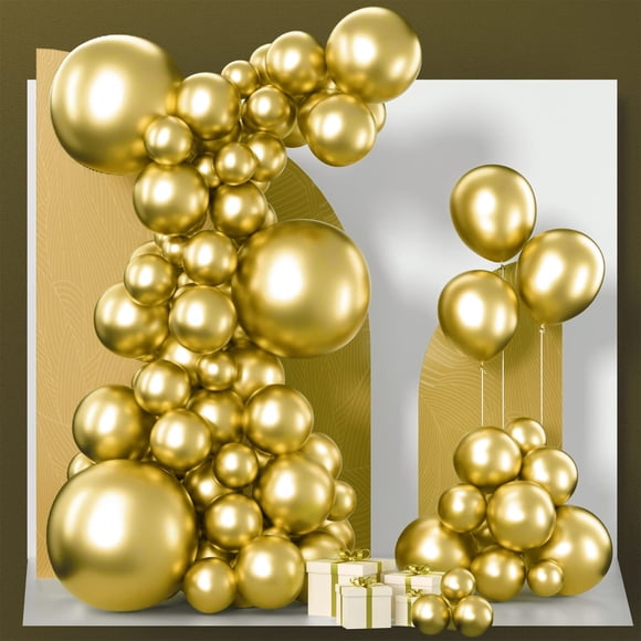 Balloon PartyWoo Metallic Gold, 85 unidades, diferentes tamaños