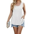 thumbnail image 1 of NINGMENG Womens Tops Solid Color Spring Round Neck Sleeveless Knit Vest Tops Pullover Tee Shirts Activewear,White,S, 1 of 9