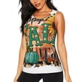 thumbnail image 1 of Balery Happy Fall Y'All Camiseta sin mangas estampada ligera para mujer, tops de entrenamiento sin mangas, camisetas de yoga transpirables de secado rápido.-Small, 1 of 7