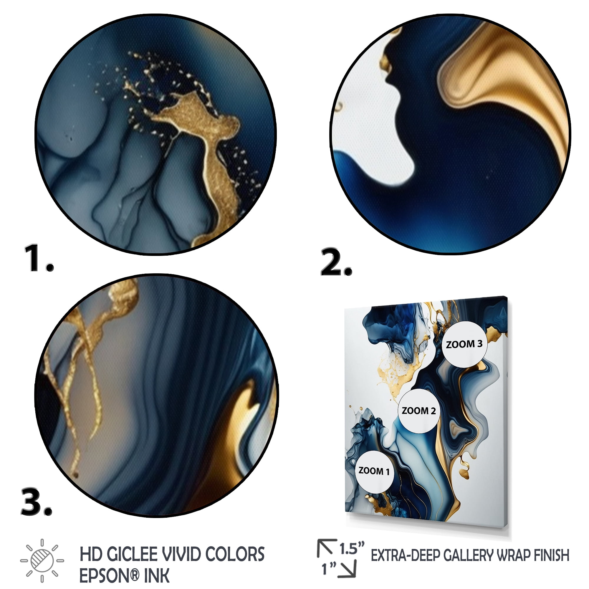 Designart Abstract Geode Marble Blue I Canvas Wall Art