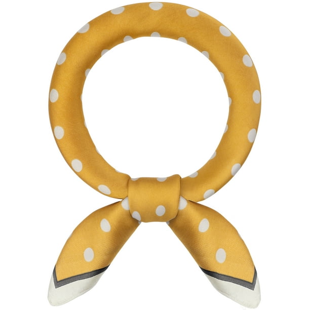 INSPIRAR CHIC Mujeres Pañuelo Vintage de Lunares de los años 50, Pañuelo Cuadrado de Satén Sedoso Retro 50s, Bandanas para la Cabeza 70x70cm Amarillo Jengibre
