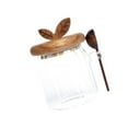 thumbnail image 3 of Tarro de vidrio con tapa de madera y cuchara, tarro para especias, tarro de vidrio para almacenamiento, tarro transparente 500 ml, 3 of 9