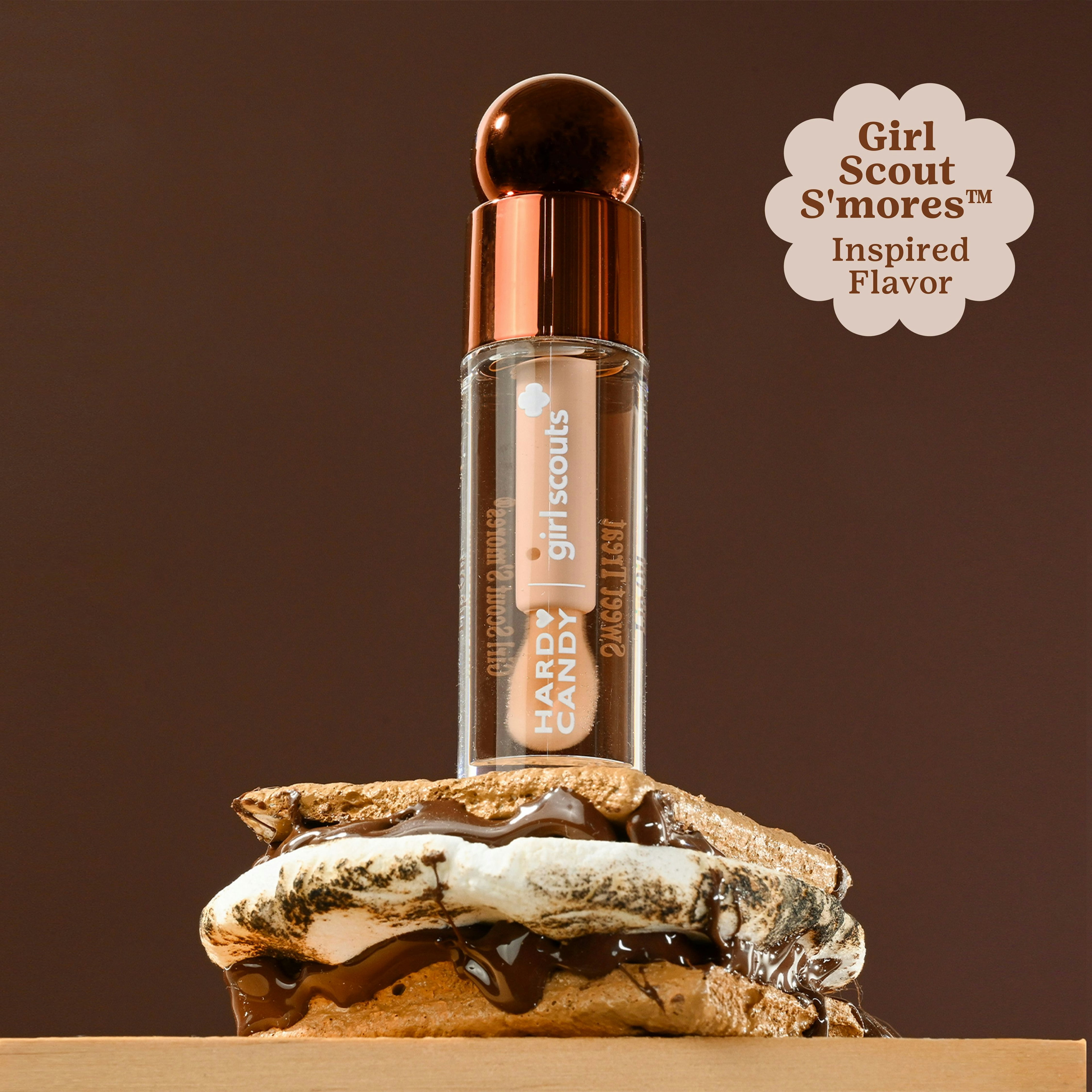 Hard Candy Girl Scouts Hydrating Glossy Lip Oil with Apricot Oil, Jojoba & Vitamin E, Limited Edition Girl Scout S’mores™ Flavor