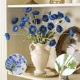 thumbnail image 5 of Blue Artificial Flower Stem 4 Heads Lifelike Silk Poppy For Wedding Home Party Table Centerpiece Bouquet 22.8 Inch, 5 of 6