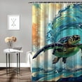 thumbnail image 2 of Orinice  Sea Turtle Shower Curtain Funny Marine Life Ocean Surfing Wave Humorous Animal Bathroom Decor Polyester Curtains Set with Hook  36x72, 2 of 7