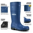 thumbnail image 2 of HISEA Men's Waterproof Rubber Rain Boots with Steel Shank Blue Size 9, 2 of 6