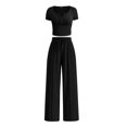 thumbnail image 1 of Conjunto de Mujer PRETTYGARDEN de 2 Piezas en Punto Canalé Negro Talla M, 1 of 8