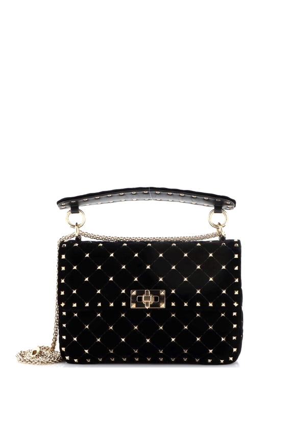 Pre-Owned Rockstud Spike Flap Bag Quilted Suede Medium By Rebag