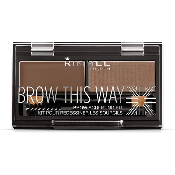 Rimmel Brow This Way Sculpting Kit, Medium Brown, Powder 0.04 Ounce, Wax 0.03 Ounce