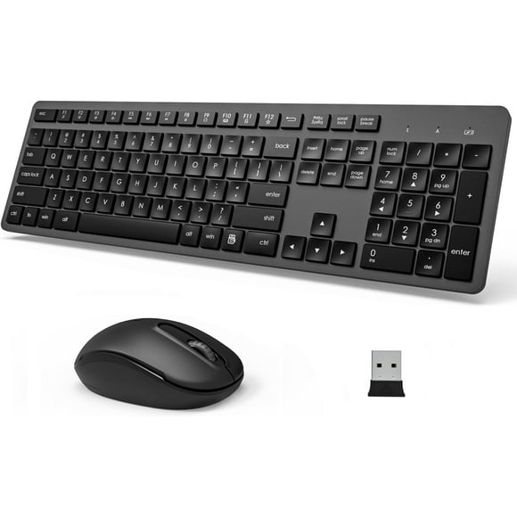 shiyou-Wireless Keyboard and Mouse Combo, 2.4G USB Full-Size Wireless Mouse and Keyboard Combo, External Silent Computer Cordless Keyboard Mouse Set Numeric Keypad for Laptop PC Windows Mac Desktop (