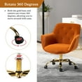 thumbnail image 4 of Swivel Task Chair With Arm, Tina's Home Rolling Velvet Tufted Back Metal Leg Teen Office Room Orange, 4 of 8