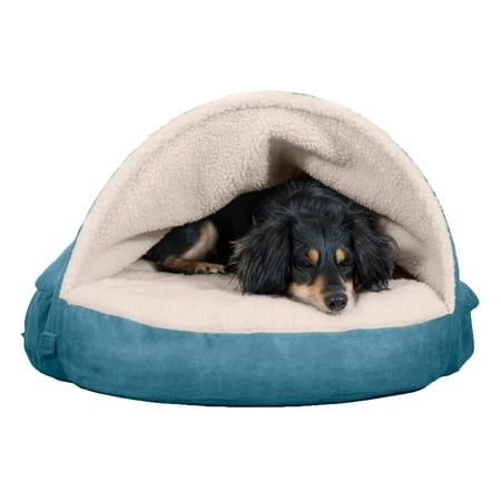 UPC: 0842229112368 | FurHaven Pet Products | Cooling Gel Faux Sheepskin Snuggery Pet Bed for Dogs & Cats – Blue 26