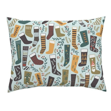 - Stockings Festive Folk Holiday Christmas Socks Ldpapers Pillow Sham by Roostery