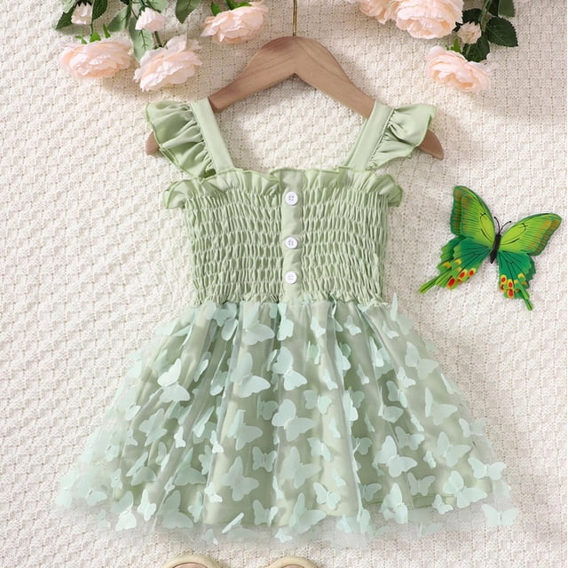 LOVZFMLL Robe Princesse Sans Manches à Col Rond pour Filles de 1 à 5 Ans