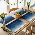 thumbnail image 5 of Navy Blue Ombre Placemats for Dinning Table Set of 4, Modern Moire Wave Gradient Burlap Kitchen Place Mats Waterproof Cloth Table Mats, Indoor Outdoor Placemats Easy Clean Dinner Decor, 5 of 8