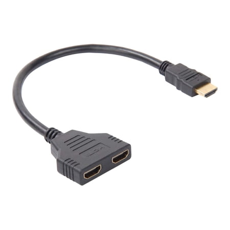 Port Male To Female 1 Input 2 Output Splitter Cable Adapter Converter 1080P