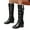 Black, variant on Women's Wedge Knee High Furry Boots Warm Fleece Lined Wide Calf Snow Booties Non Slip Dress Shoes