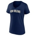 thumbnail image 2 of Women's Navy New Orleans Pelicans Wordmark V-Neck T-Shirt, 2 of 3