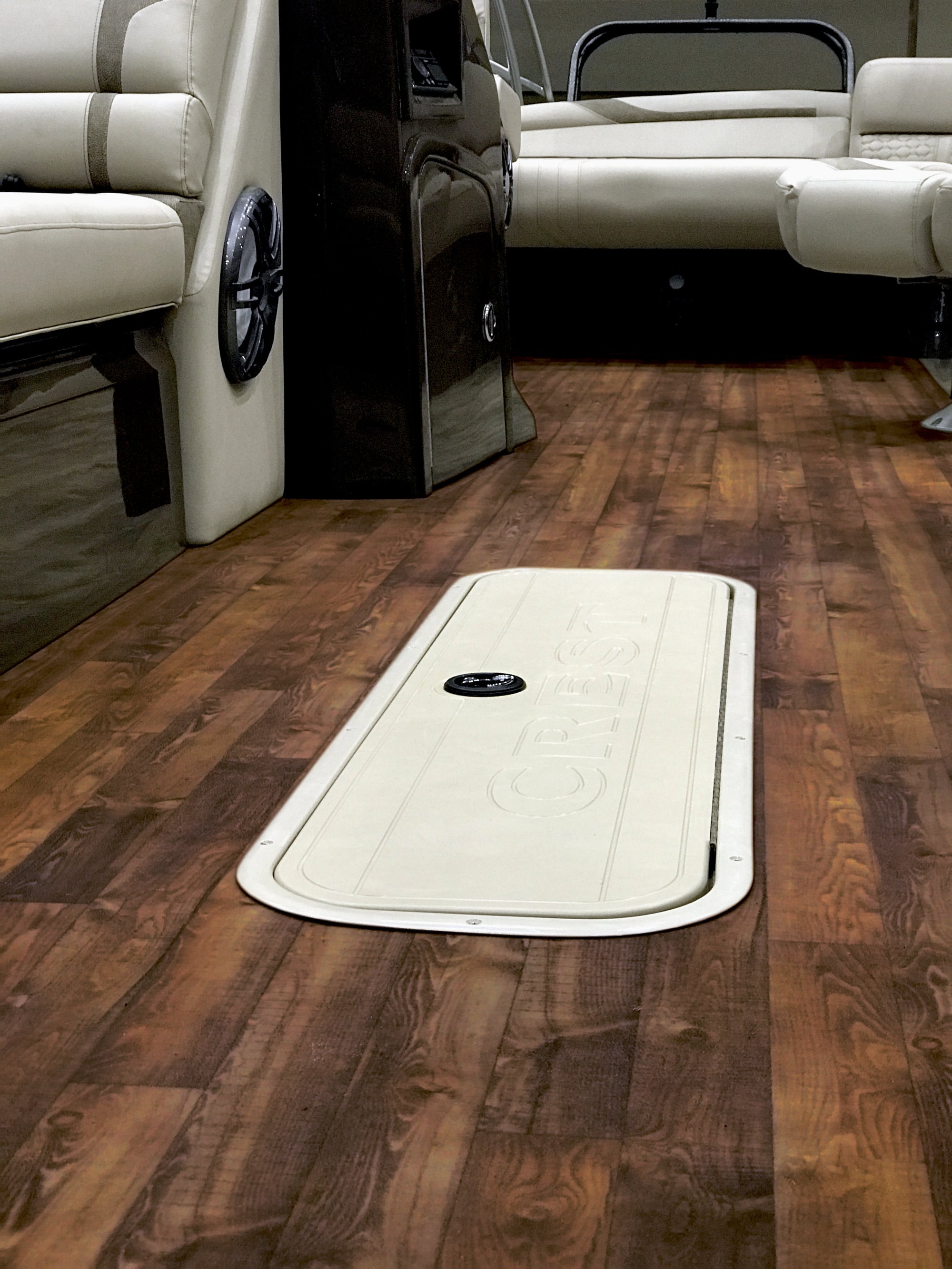 G-Floor Outdoor & Marine Vinyl Boat Flooring - 8.5' x 10' - Teak & Dark Holly Vertical Lines