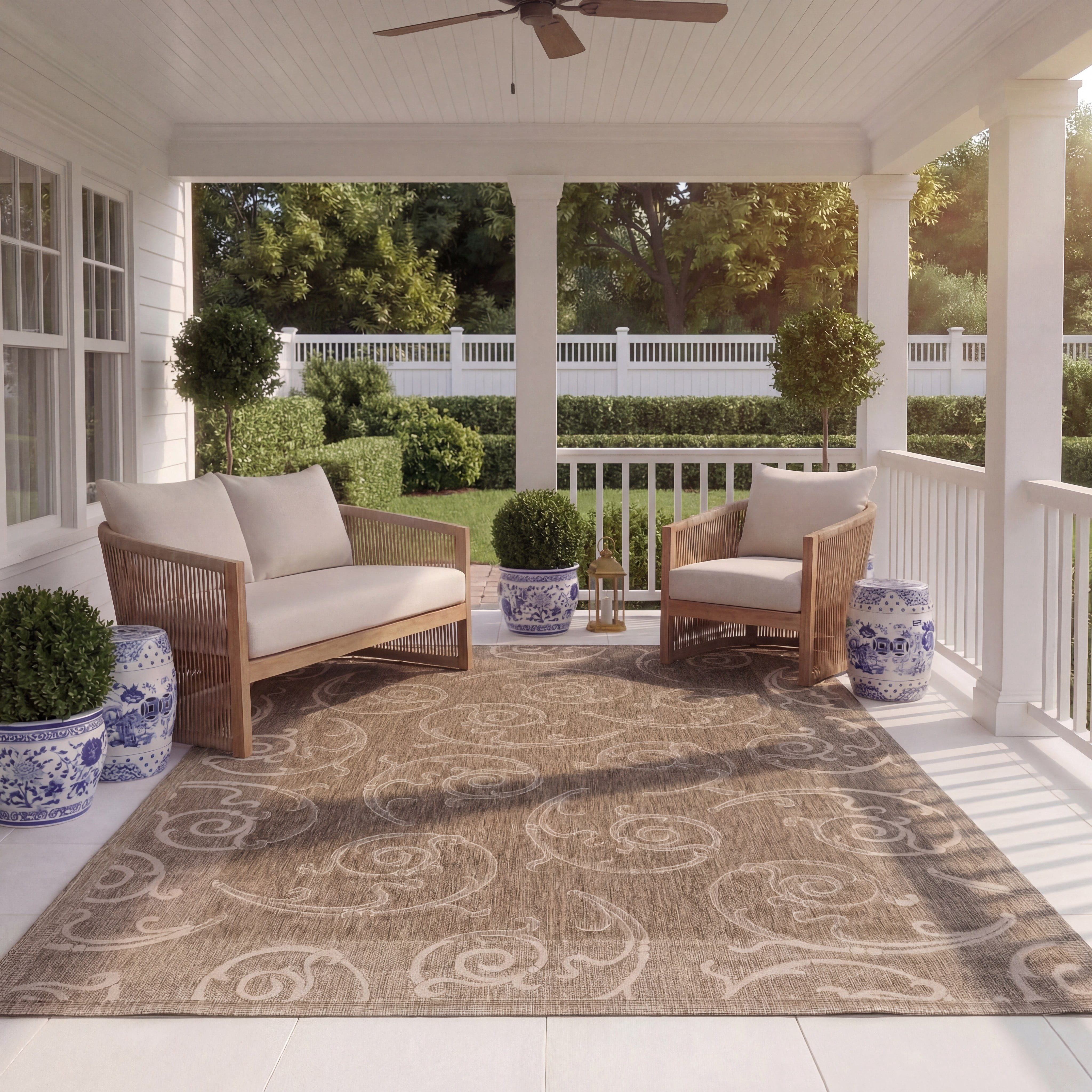 Safavieh Courtyard Daniel Oriental Indoor/Outdoor Area Rug, Brown/Natural, 6'7" x 9'6"