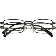 Equate Jordan Value 2-Pack Unisex Rectangular Reading Glasses with Case, Black/Gunmetal, +2.50