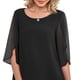 thumbnail image 2 of Blusa de gasa de media manga para mujer, blusa de cuello redondo para mujer, blusa de gasa de media manga informal, blusa de gasa de media manga de apariencia llamativa, 2 of 5
