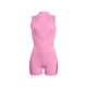 thumbnail image 3 of VISgogo Body corto sin mangas para mujer, color sólido acanalado en la parte delantera con media cremallera Slim Fit Jumpsuit Clubwear VISgogo  moda, 3 of 6