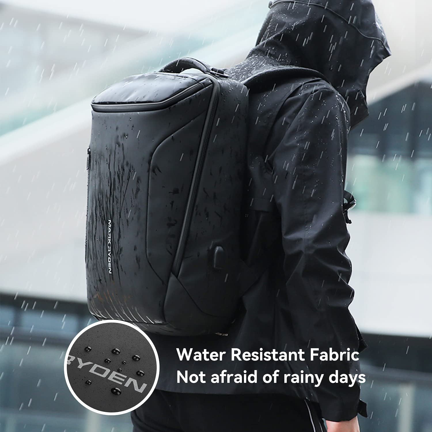 MARK RYDEN Business Computer Backpack for Men - Waterproof, Sport Car Shape Design with USB Port, Fits 17.3 Inch Laptop (YKK-3 Pocket)
