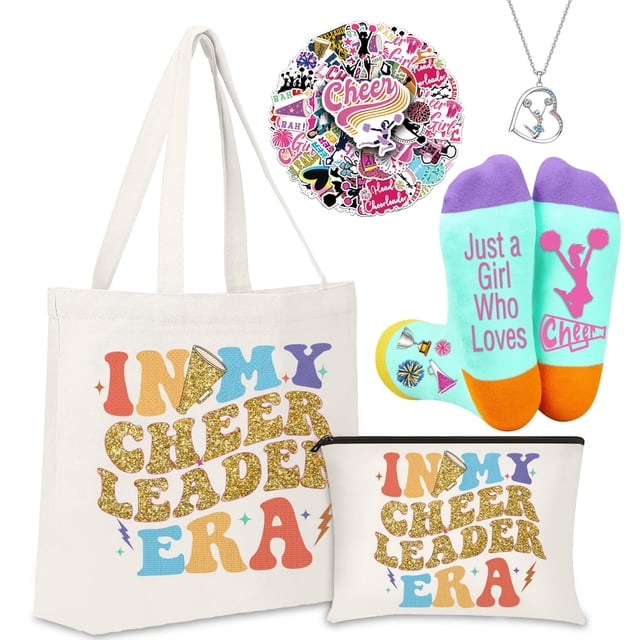 Set de regalo FJHAIY Cheerleader, bolsa de maquillaje, collar y calcetines