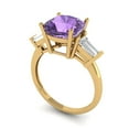 thumbnail image 2 of 3 ct Cushion Cut Simulated Alexandrite Three-Stone Engagement Ring for Women in 18K Yellow Gold, 2 of 5