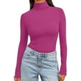 thumbnail image 7 of Ladies Tops And Blouses Solid Color High Neck Regular Long Sleeve Crewneck T Shirt Fashion Clothing, 7 of 7